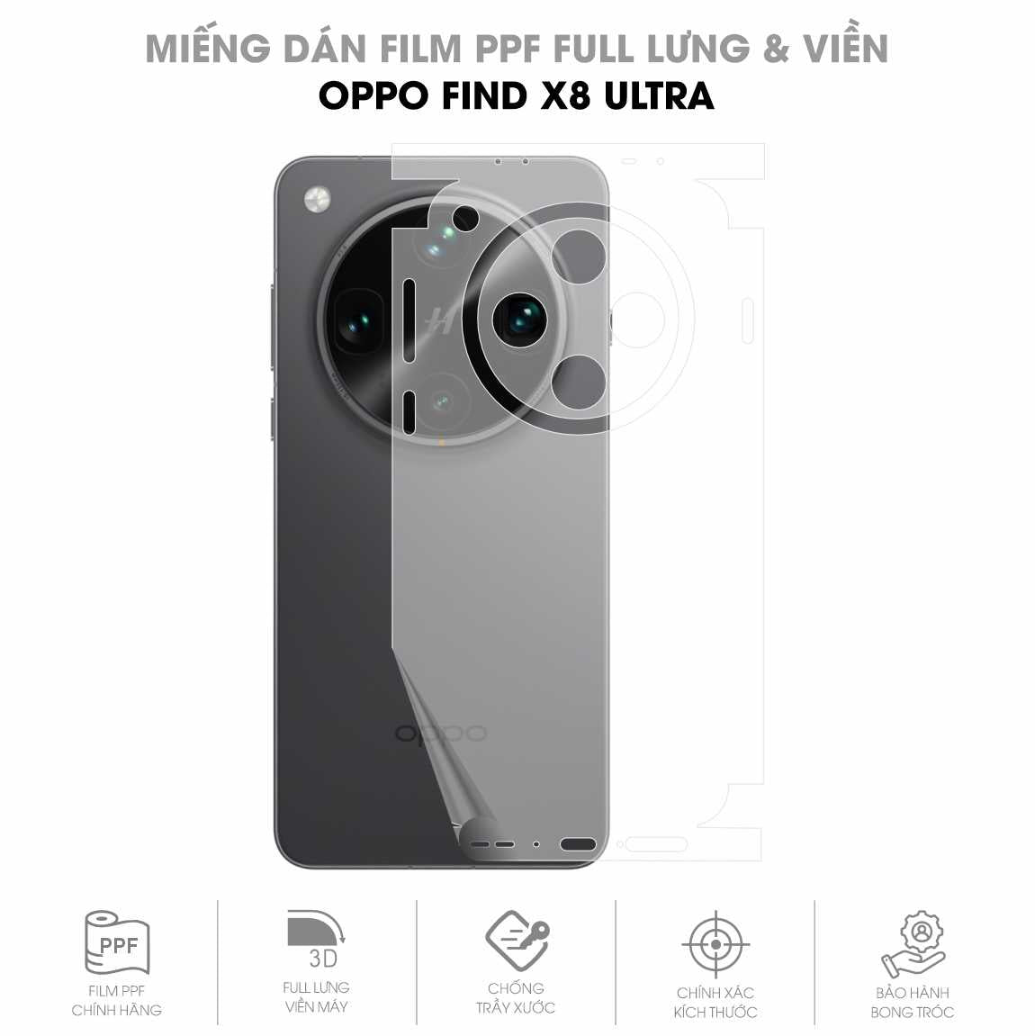 Miếng Dán PPF Oppo Find X8 Ultra Mặt Lưng Full Viền