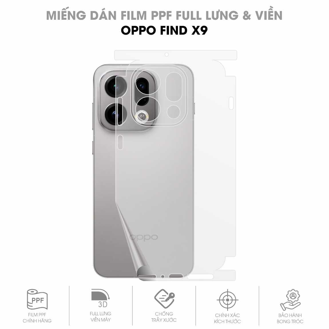 Miếng Dán PPF Oppo Find X9 Mặt Lưng Full Viền