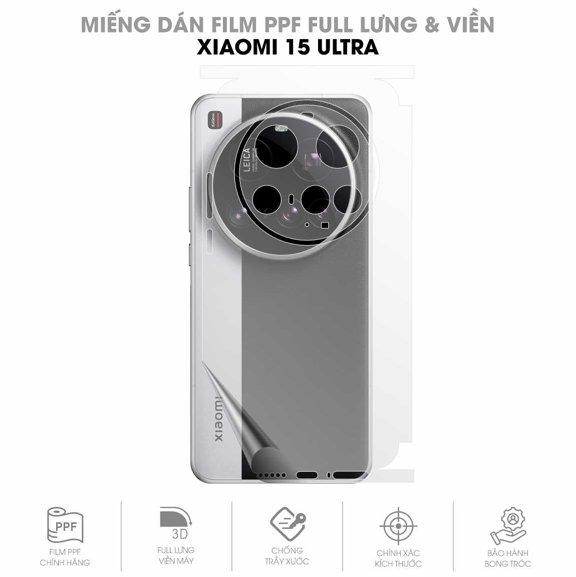 Miếng Dán PPF Xiaomi 17 Ultra Mặt Lưng Full Viền