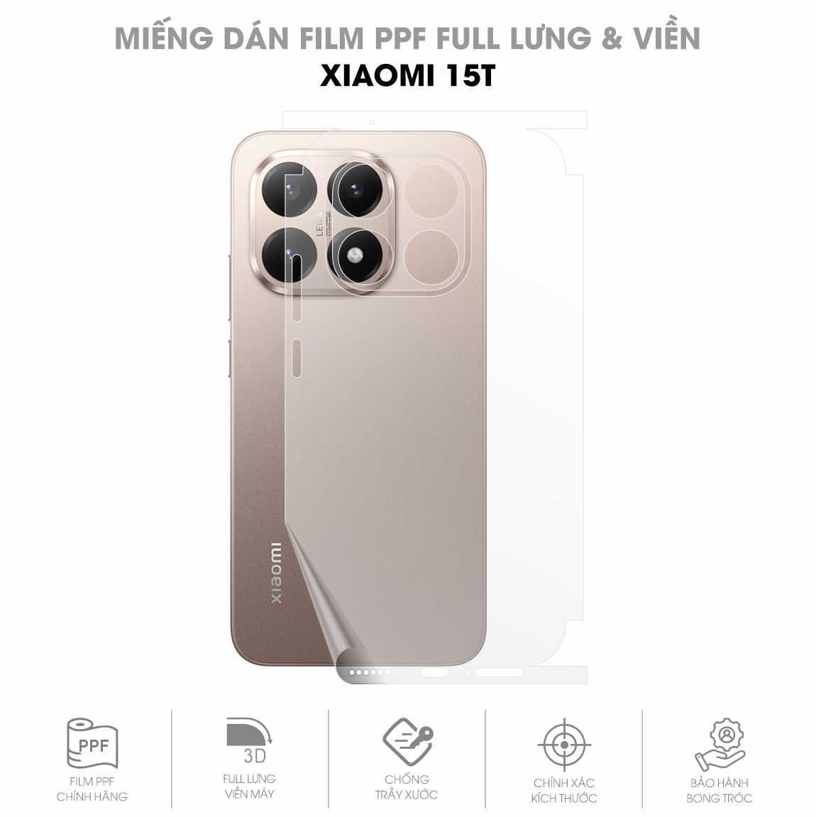 Miếng Dán PPF Xiaomi 15T Mặt Lưng Full Viền