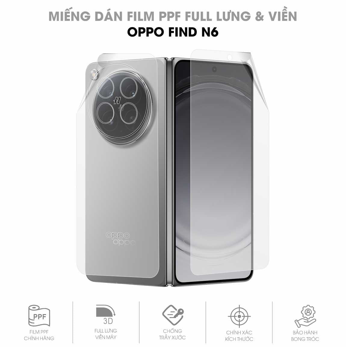 Miếng Dán PPF Oppo Find N6 Mặt Lưng Full Gáy Viền