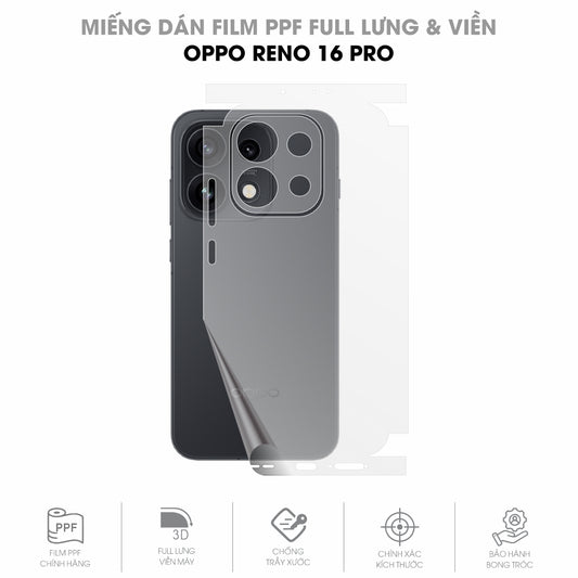 Miếng Dán PPF Oppo Reno16 Pro Mặt Lưng Full Viền
