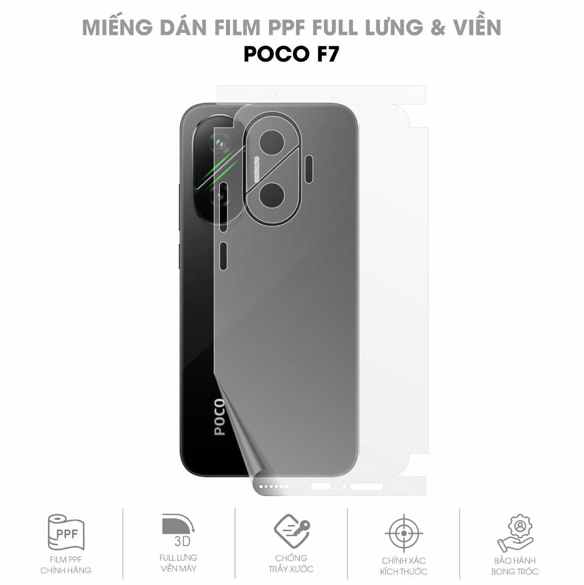 Miếng Dán PPF Poco F7 Mặt Lưng Full Viền