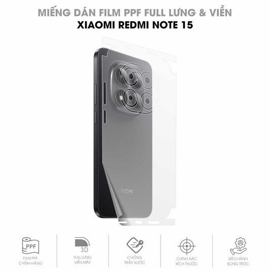 Miếng Dán PPF Redmi Note 15 Mặt Lưng Full Viền