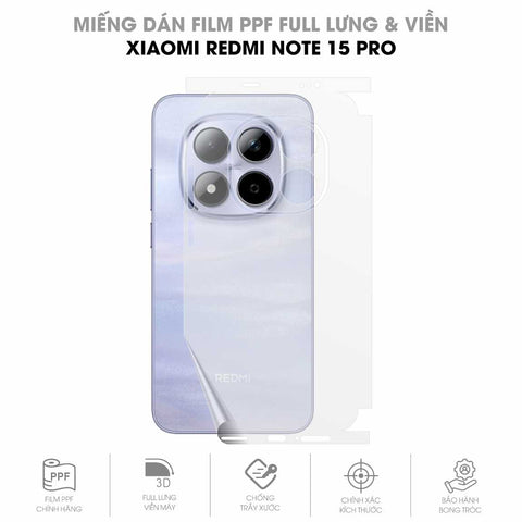 Miếng Dán PPF Redmi Note 15 Pro Mặt Lưng Full Viền