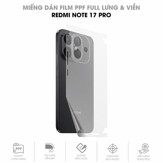 Miếng Dán PPF Redmi Note 17 Pro Mặt Lưng Full Viền