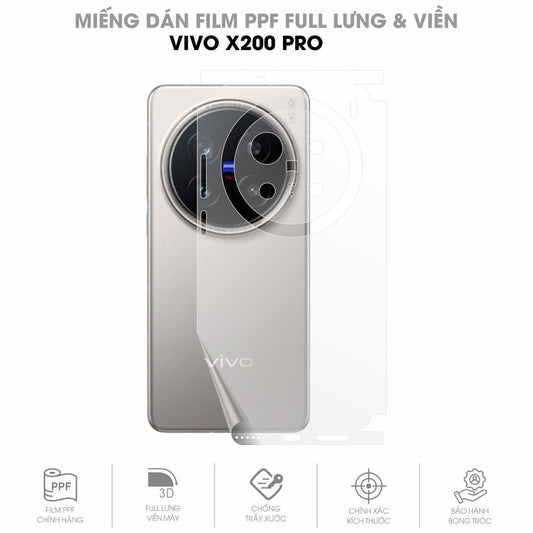 Miếng Dán PPF Vivo X200 Pro Mặt Lưng Full Viền