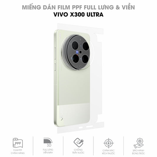 Miếng Dán PPF Vivo X300 Ultra Mặt Lưng Full Viền