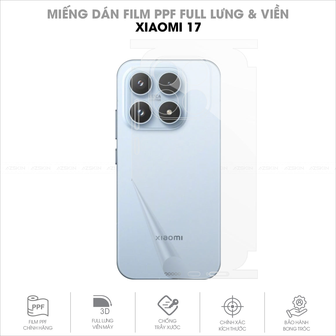 Miếng Dán PPF Xiaomi 17 Full Lưng Viền