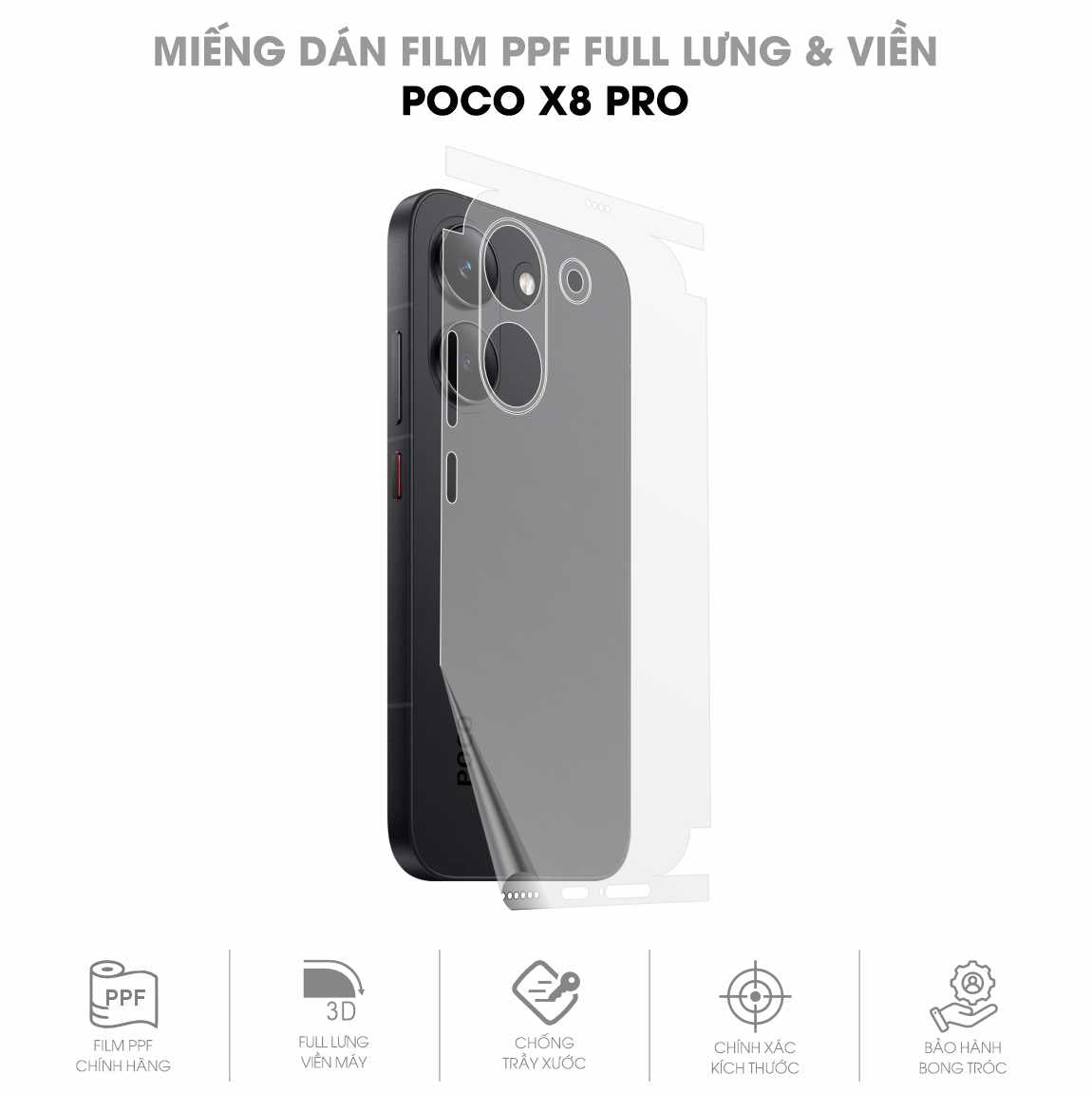 Miếng Dán PPF POCO X8 Pro Mặt Lưng Full Viền