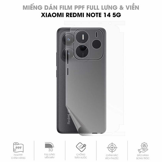 Miếng Dán PPF Redmi Note 14 5G Mặt Lưng Full Viền