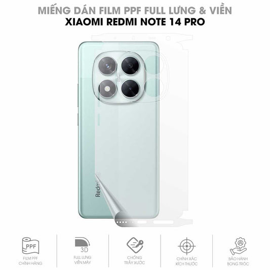 Miếng Dán PPF Redmi Note 14 Pro Mặt Lưng Full Viền
