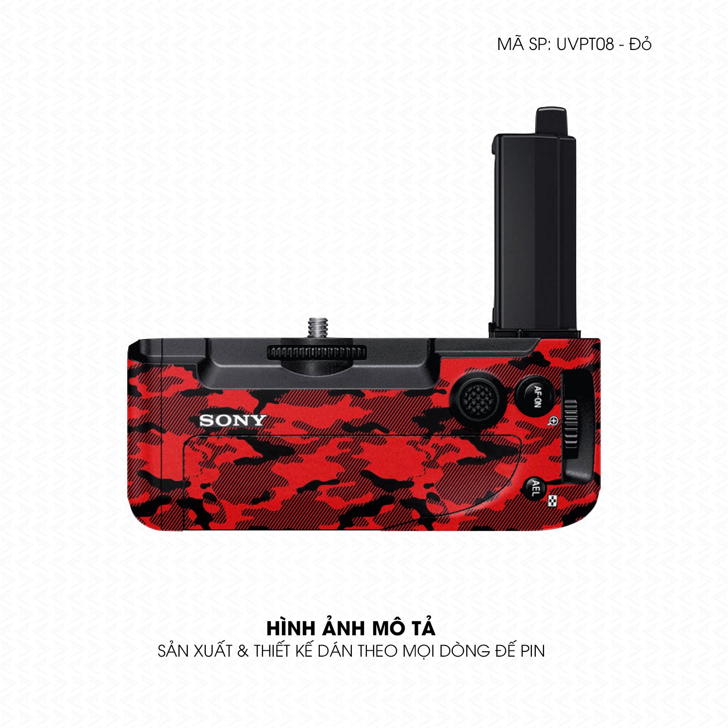 Dán Skin Đế Pin Vân Nổi Camo Urban Đỏ | UVPT08