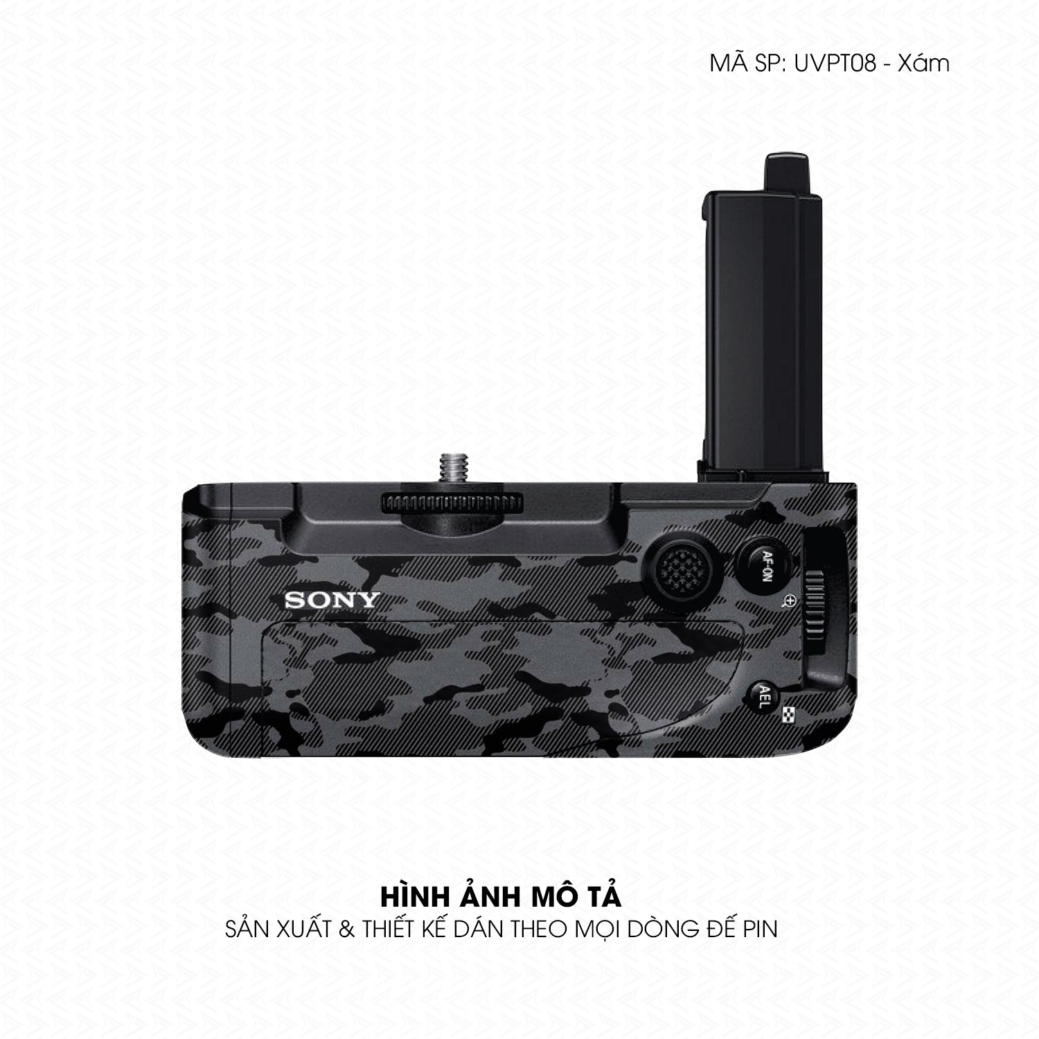 Dán Skin Đế Pin Vân Nổi Camo Urban Xám | UVPT08