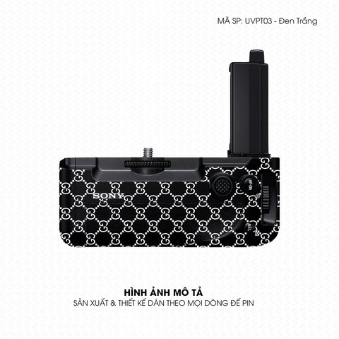 Dán Skin Đế Pin Vân Nổi Gucci Đen Trắng | UVPT03