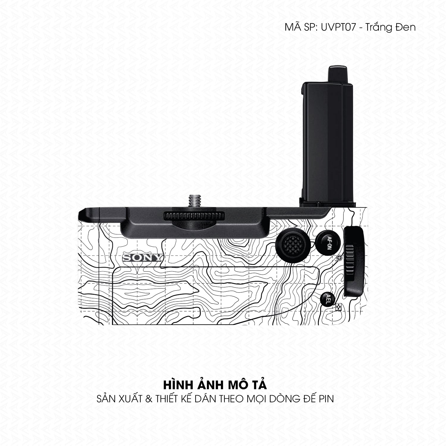 Dán Skin Đế Pin Vân Nổi Pattern AZ Trắng Đen | UVPT07