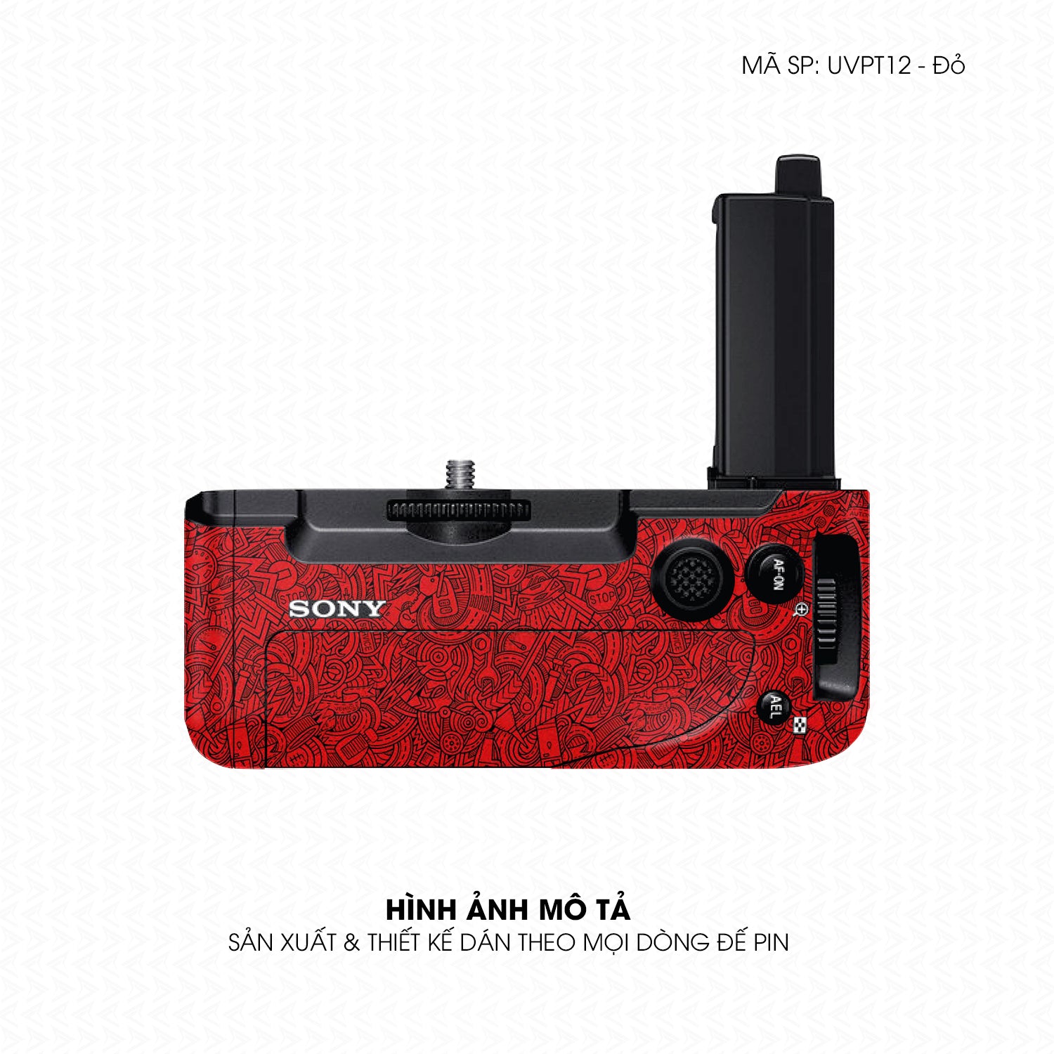 Dán Skin Đế Pin Vân Nổi Pattern Cartoon Đỏ | UVPT12