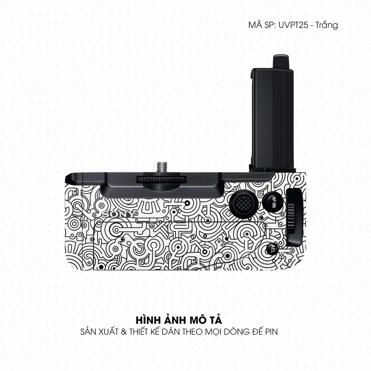 Dán Skin Đế Pin Vân Nổi Pattern Machine Trắng | UVPT25