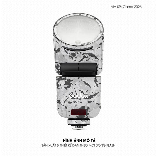 Dán Skin Đèn Flash Vân Nổi Camo 2026 Trắng Xám | UVPT30