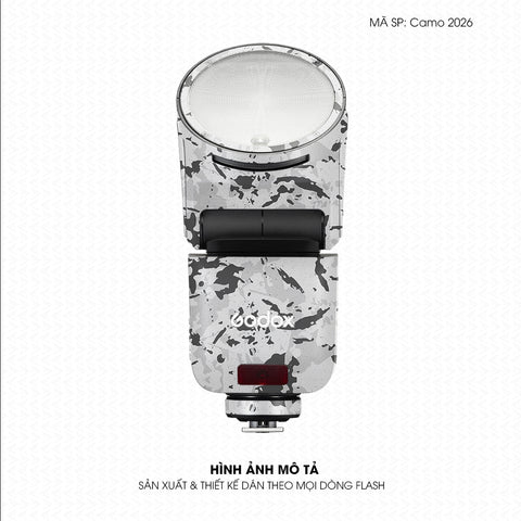 Dán Skin Đèn Flash Vân Nổi Camo 2026 Trắng Xám | UVPT30