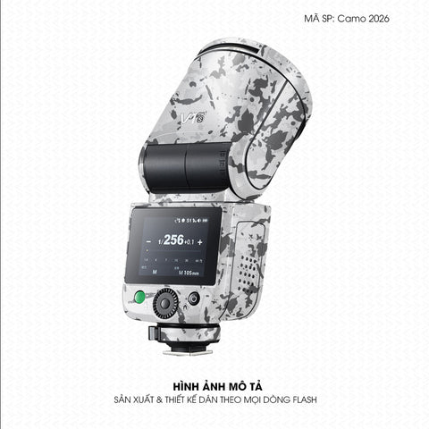 Dán Skin Đèn Flash Vân Nổi Camo 2026 Trắng Xám | UVPT30