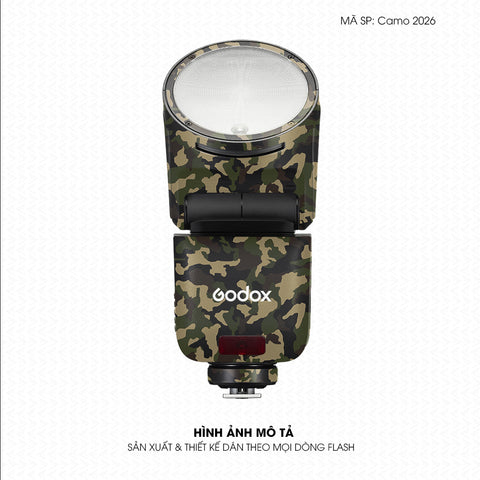Dán Skin Đèn Flash Vân Nổi Camo 2026 Xanh Rằn Ri | UVPT30