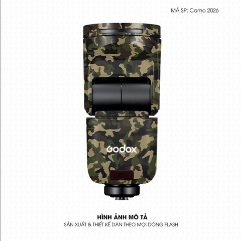 Dán Skin Đèn Flash Vân Nổi Camo 2026 Xanh Rằn Ri | UVPT30
