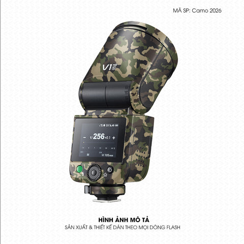 Dán Skin Đèn Flash Vân Nổi Camo 2026 Xanh Rằn Ri | UVPT30