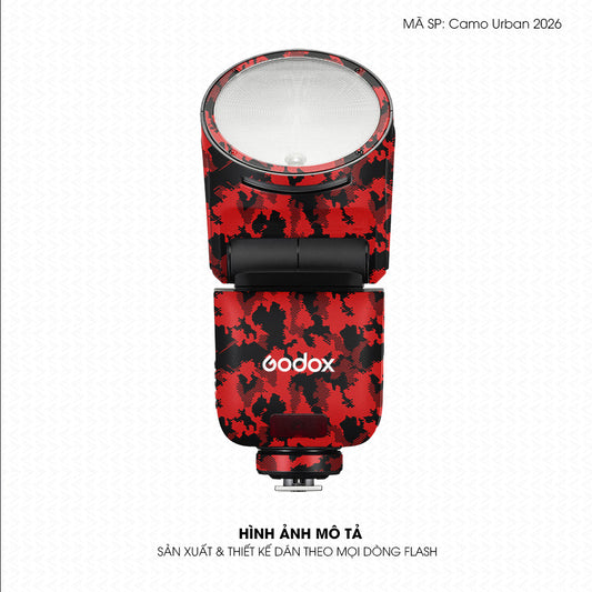 Dán Skin Đèn Flash Vân Nổi Camo Urban 2026 Đỏ | UVPT31