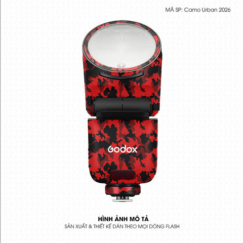 Dán Skin Đèn Flash Vân Nổi Camo Urban 2026 Đỏ | UVPT31