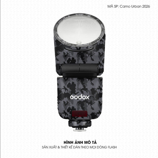 Dán Skin Đèn Flash Vân Nổi Camo Urban 2026 Xám | UVPT31