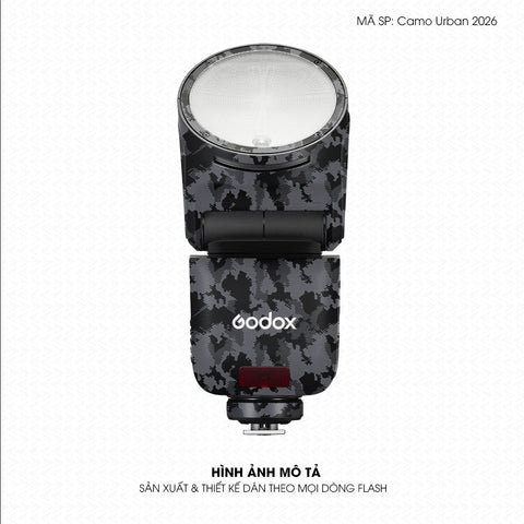 Dán Skin Đèn Flash Vân Nổi Camo Urban 2026 Xám | UVPT31
