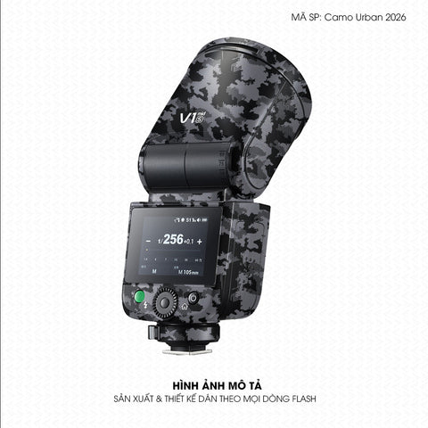 Dán Skin Đèn Flash Vân Nổi Camo Urban 2026 Xám | UVPT31