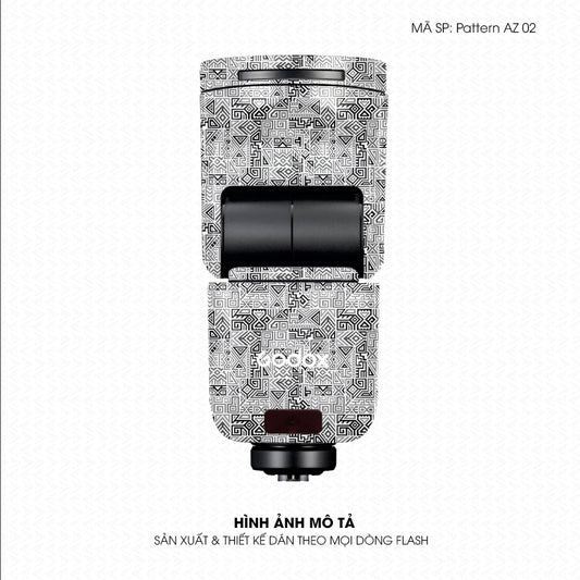 Dán Skin Đèn Flash Vân Nổi Pattern AZ02 Trắng Đen | UVPT34
