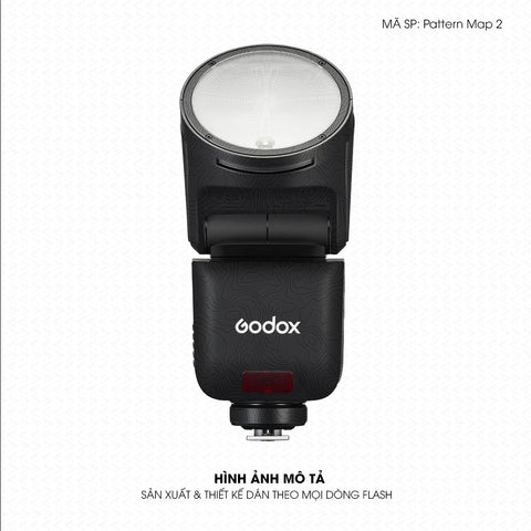 Dán Skin Đèn Flash Vân Nổi Pattern Map 2 Đen | UVPT41