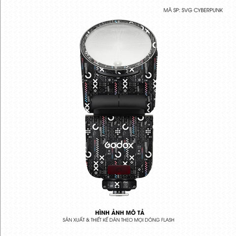 Dán Skin Đèn Flash Vân Nổi SVG CYBERPUNK Đen | UVPT47