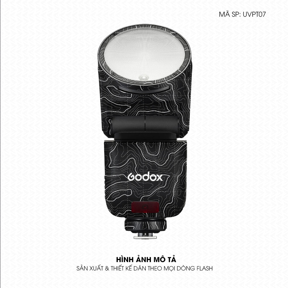 Dán Skin Đèn Flash Vân Nổi Vân Map Đen Trắng | UVPT07