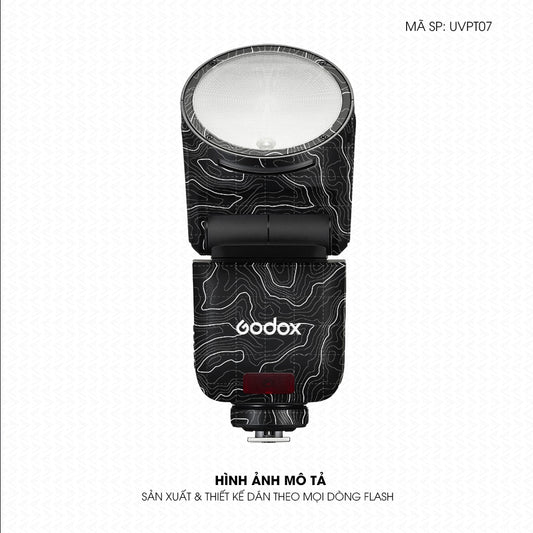 Dán Skin Đèn Flash Vân Nổi Vân Map Đen Trắng | UVPT07