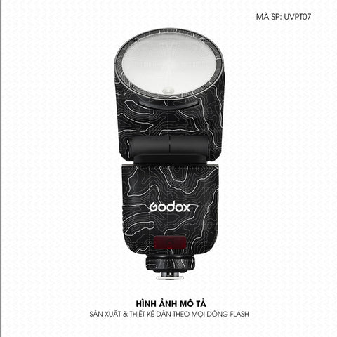 Dán Skin Đèn Flash Vân Nổi Vân Map Đen Trắng | UVPT07