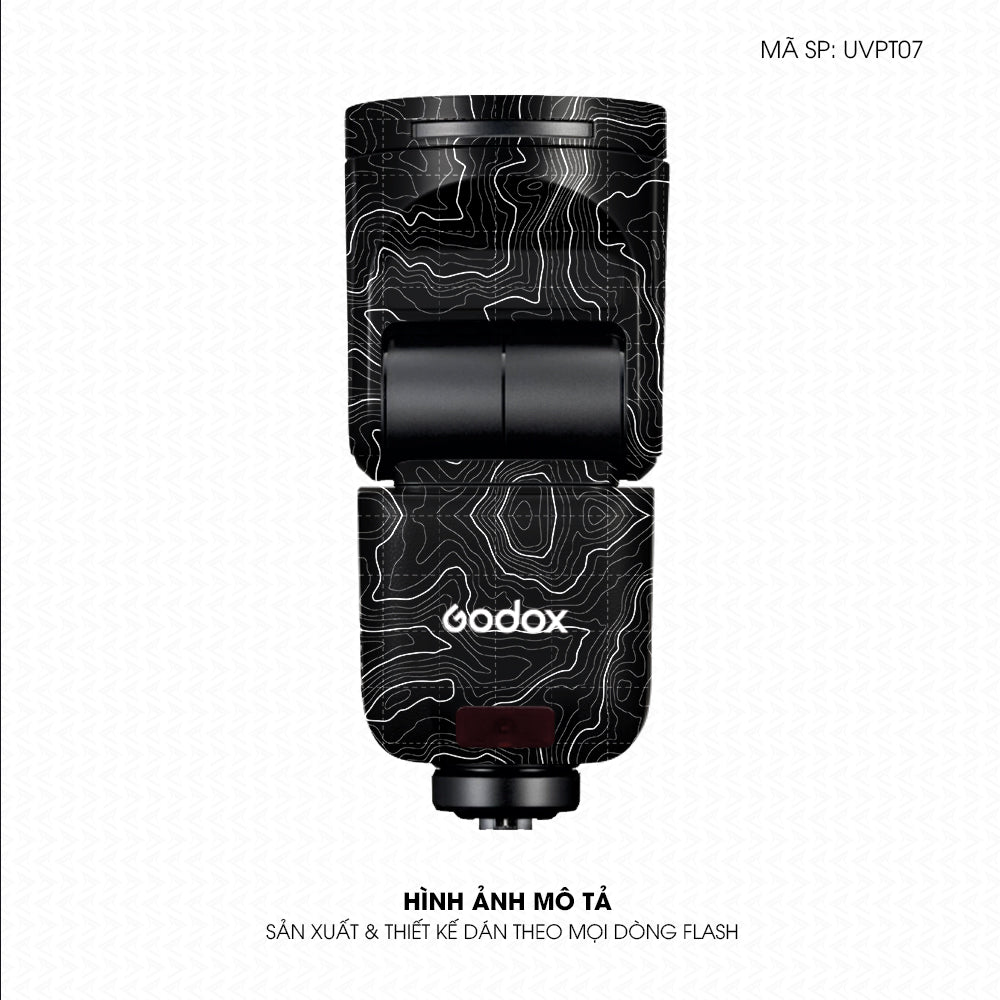 Dán Skin Đèn Flash Vân Nổi Vân Map Đen Trắng | UVPT07