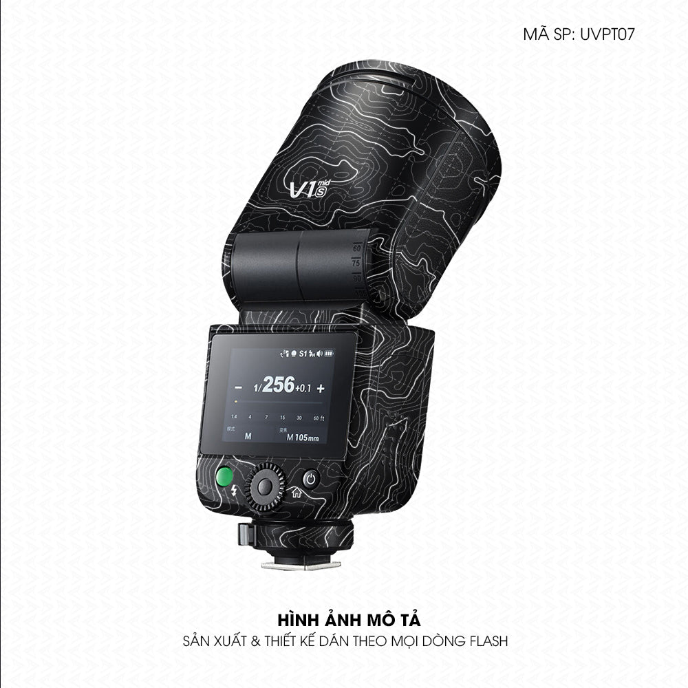 Dán Skin Đèn Flash Vân Nổi Vân Map Đen Trắng | UVPT07