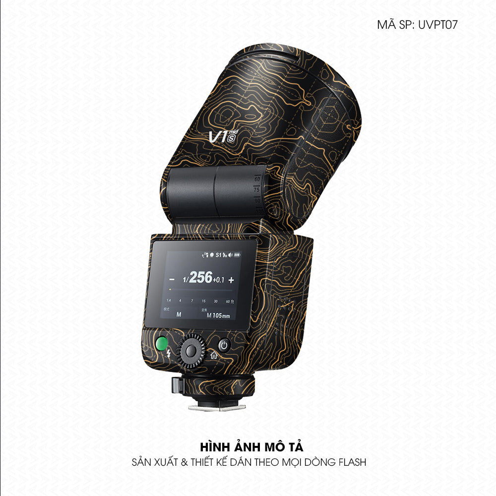 Dán Skin Đèn Flash Vân Nổi Vân Map Đen Vàng | UVPT07