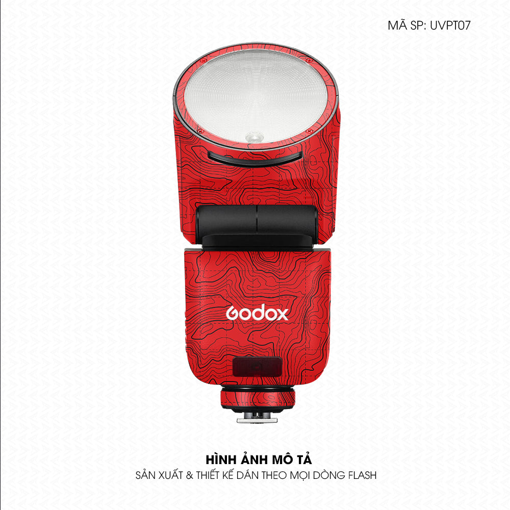 Dán Skin Đèn Flash Vân Nổi Vân Map Đỏ Đen | UVPT07