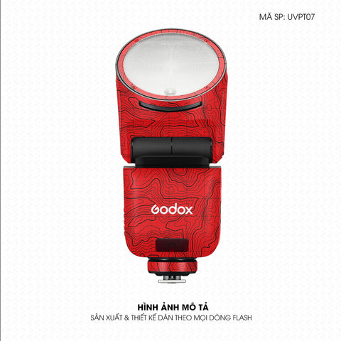 Dán Skin Đèn Flash Vân Nổi Vân Map Đỏ Đen | UVPT07