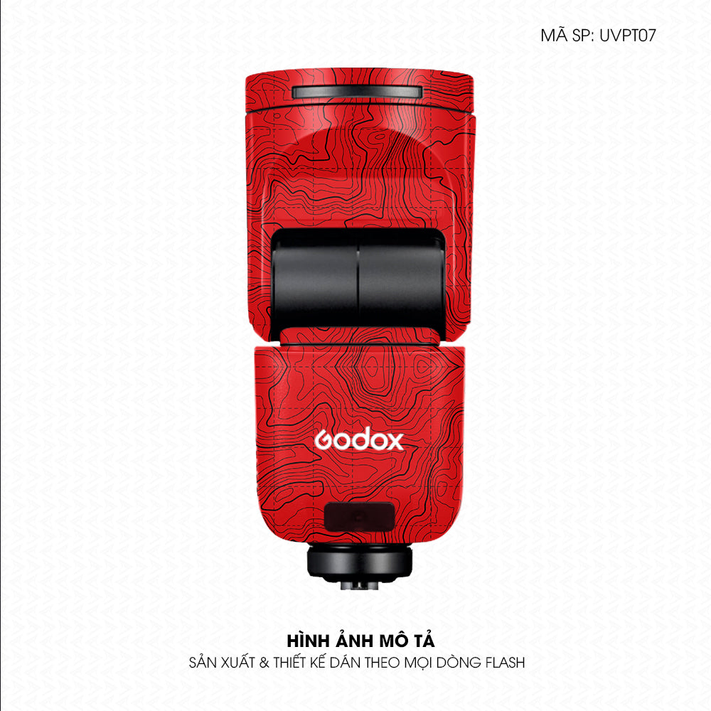 Dán Skin Đèn Flash Vân Nổi Vân Map Đỏ Đen | UVPT07