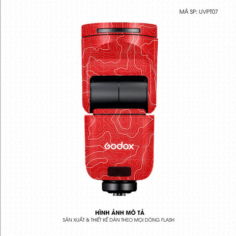 Dán Skin Đèn Flash Vân Nổi Vân Map Đỏ Trắng | UVPT07