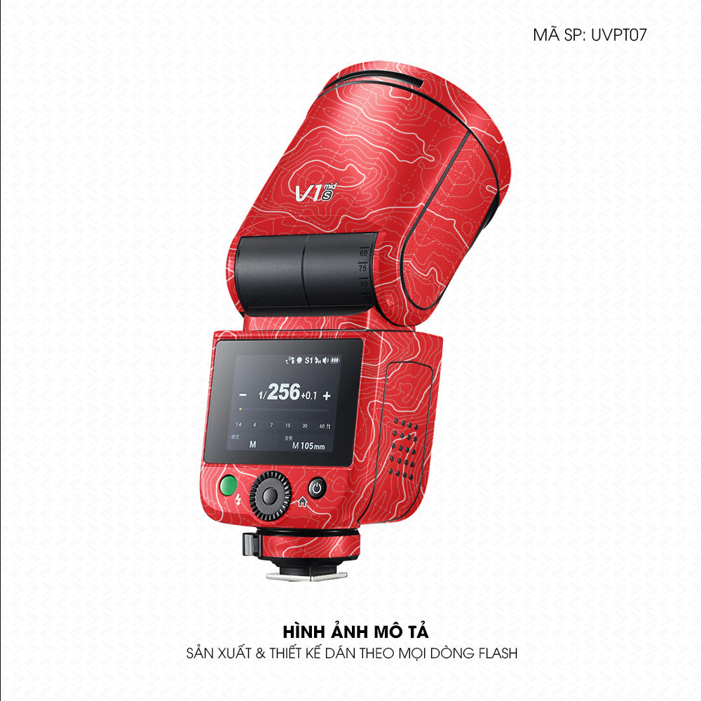 Dán Skin Đèn Flash Vân Nổi Vân Map Đỏ Trắng | UVPT07