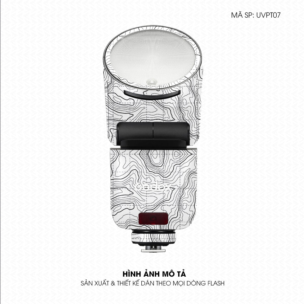 Dán Skin Đèn Flash Vân Nổi Vân Map Trắng Đen | UVPT07