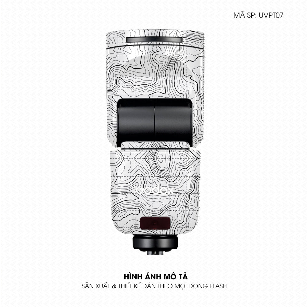 Dán Skin Đèn Flash Vân Nổi Vân Map Trắng Đen | UVPT07