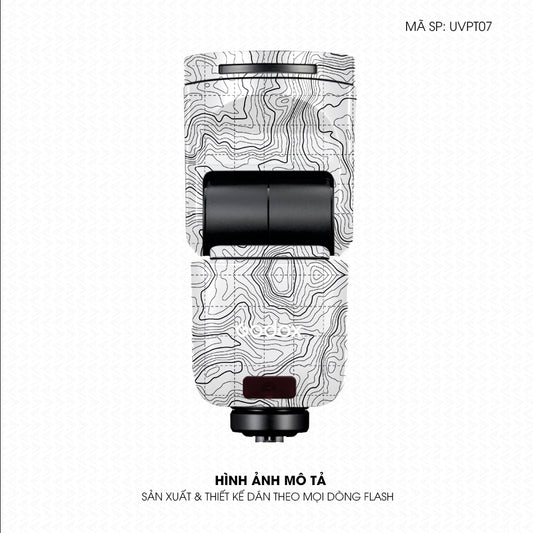 Dán Skin Đèn Flash Vân Nổi Vân Map Trắng Đen | UVPT07